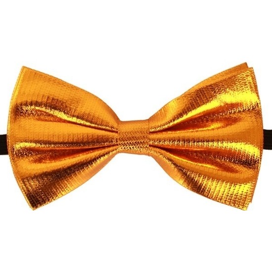 Gouden verkleed vlinderstrikje 14 cm voor dames/heren