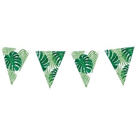 Groene DIY jungle-Hawaii thema feest vlaggenlijn 1,5 meter