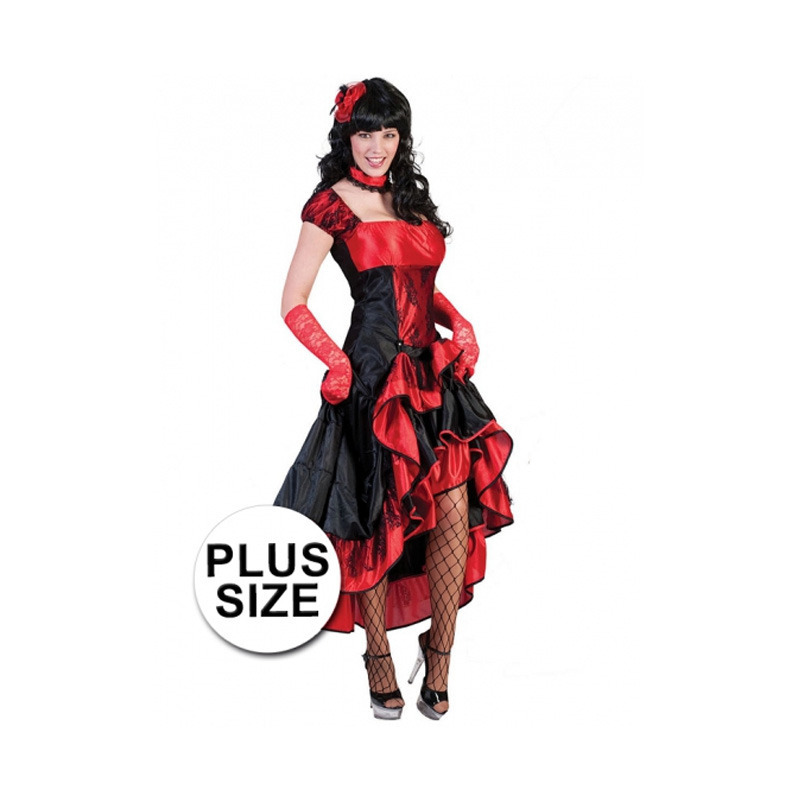 Grote maat rode moulin rouge jurk
