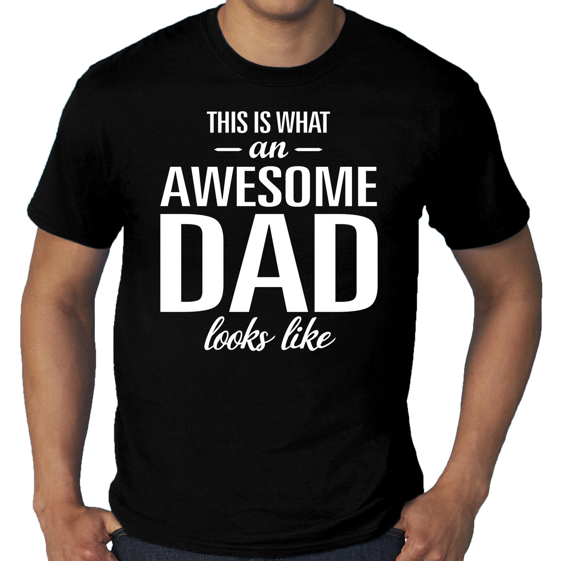 Grote Maten Awesome dad-geweldige vader t-shirt voor heren zwart