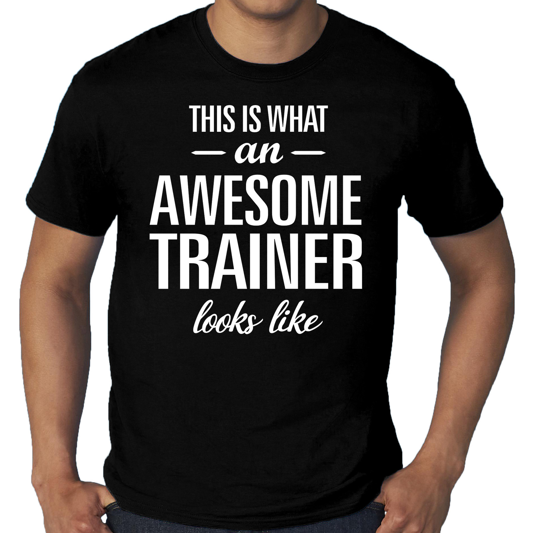 Grote Maten Awesome-geweldige trainer t-shirt voor heren zwart