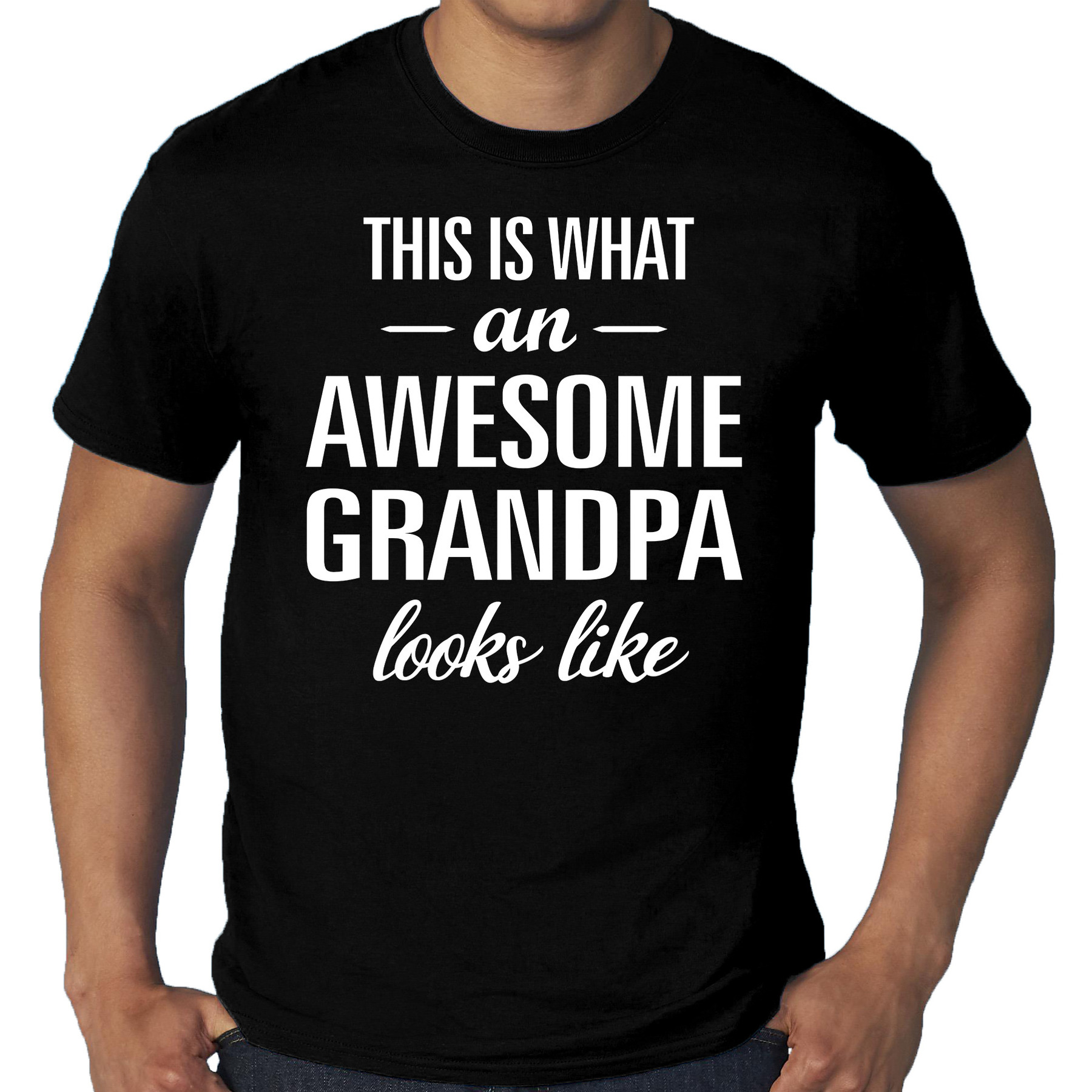 Grote Maten Awesome grandpa-geweldige opa t-shirt voor heren zwart
