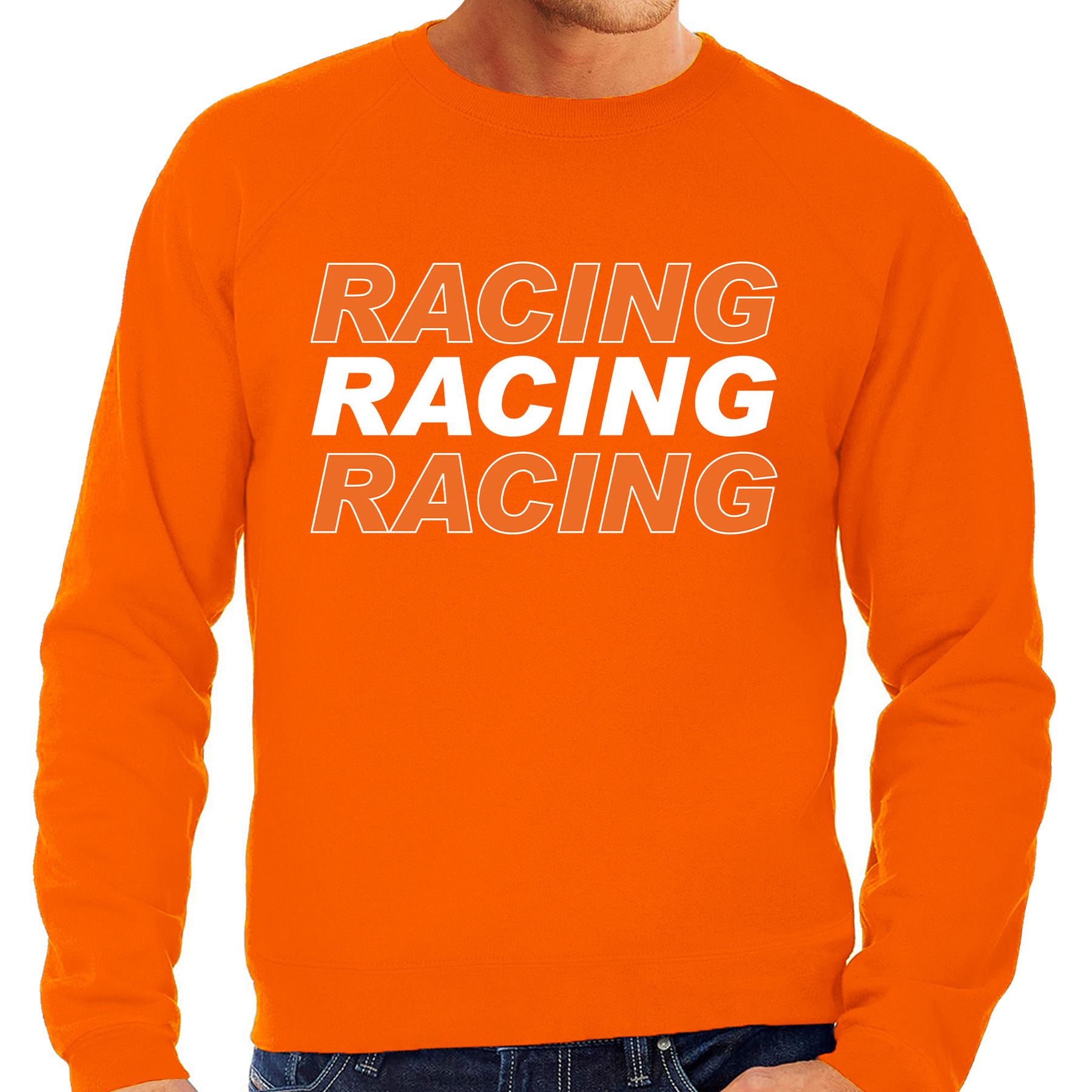 Grote maten Racing supporter - race fan sweater oranje voor heren