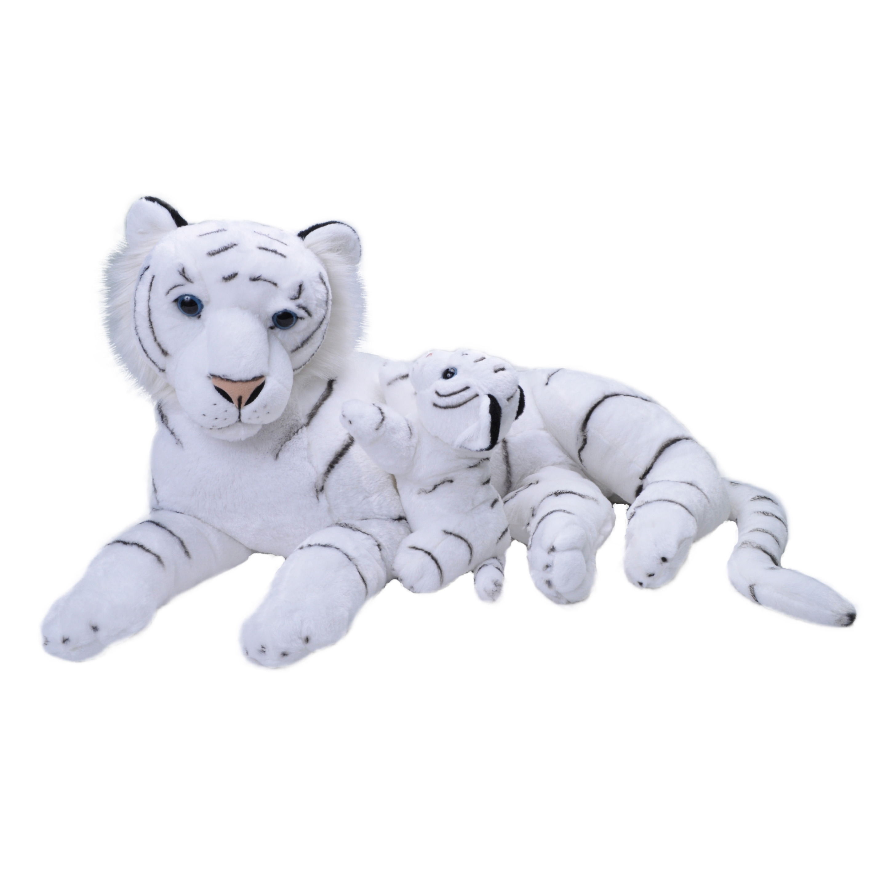 Grote Pluche knuffel dieren familie witte tijgers 80 cm