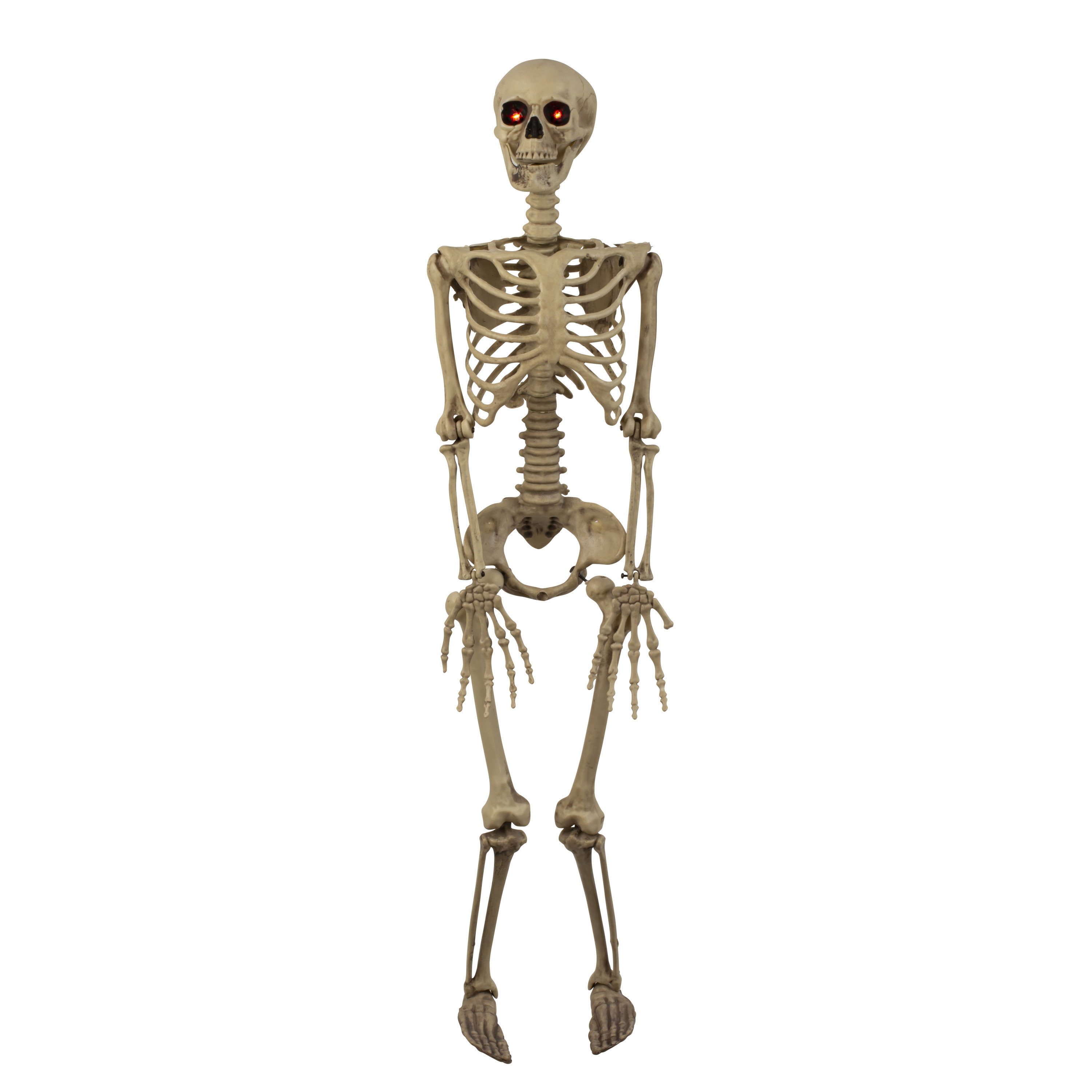 Halloween-horror thema hang decoratie skelet met LED licht ogen griezel pop 90 cm