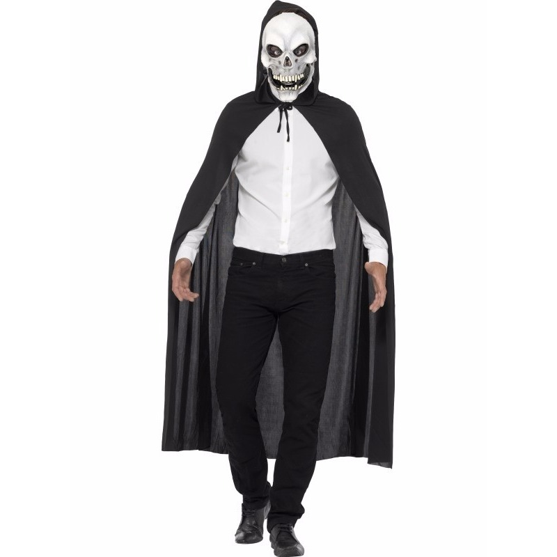Halloween verkleed cape met doodshoofd masker