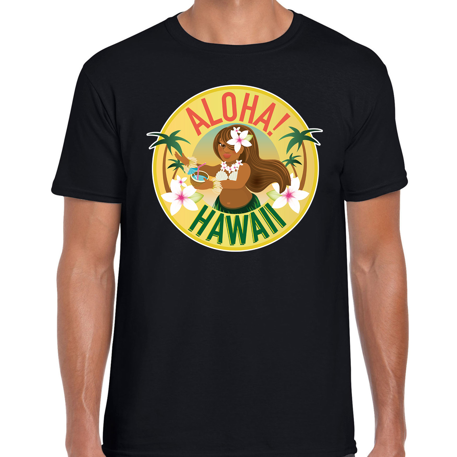 Hawaii feest t-shirt-shirt Aloha Hawaii zwart voor heren