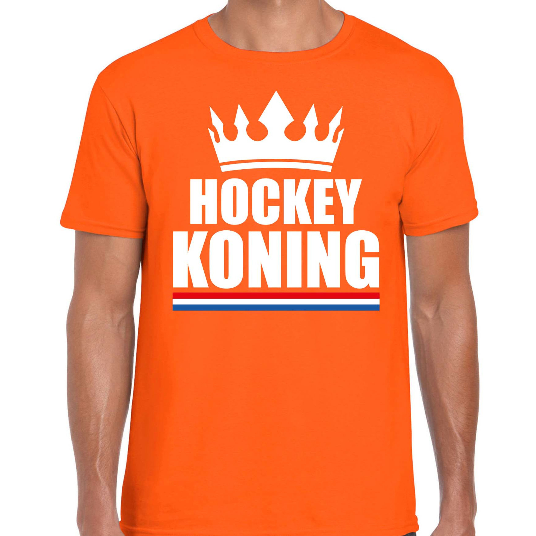 Hockey koning t-shirt oranje heren - Sport - hobby shirts