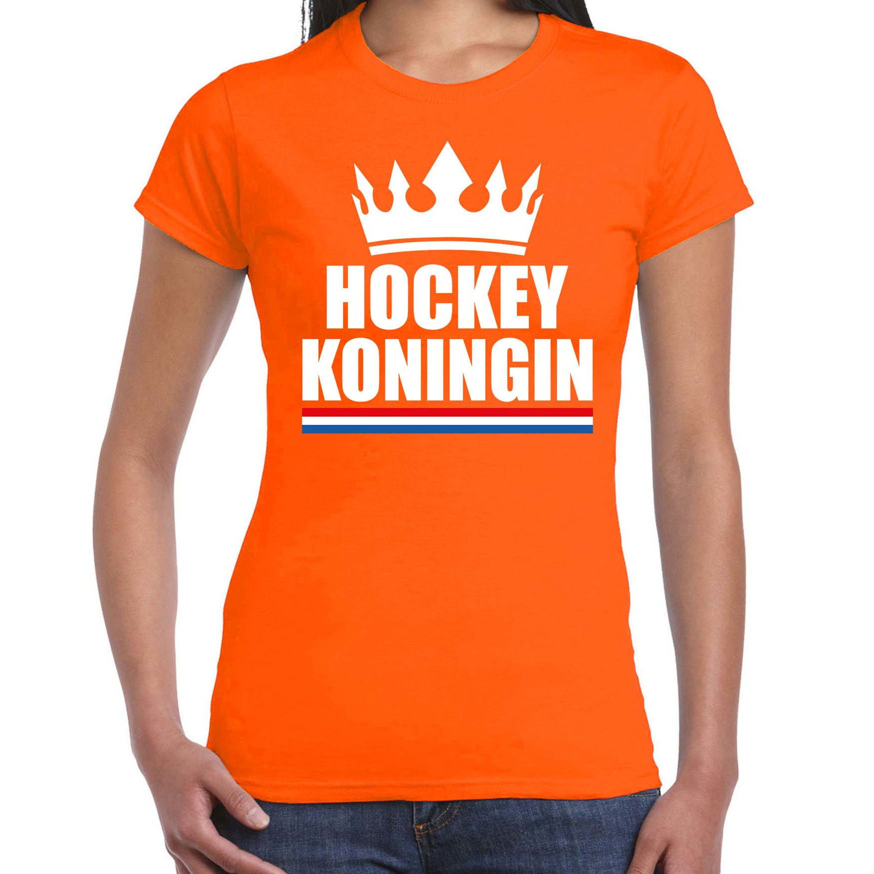 Hockey koningin t-shirt oranje dames - Sport - hobby shirts