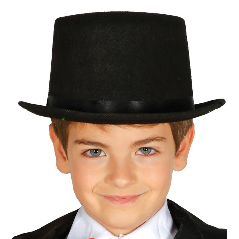 Hoge verkleed hoed zwart voor kinderen