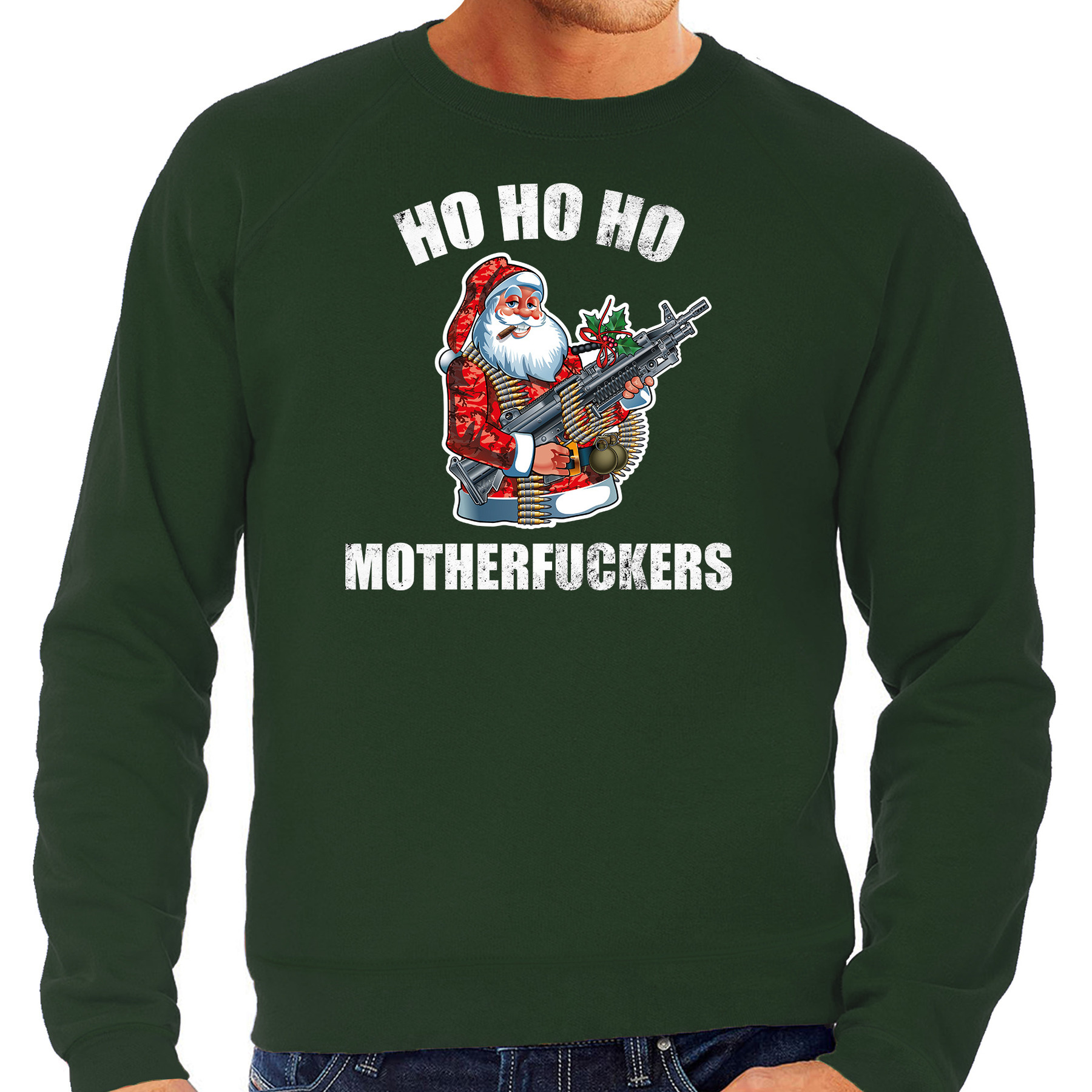 Hohoho motherfuckers foute Kerstsweater - Kersttrui groen voor heren