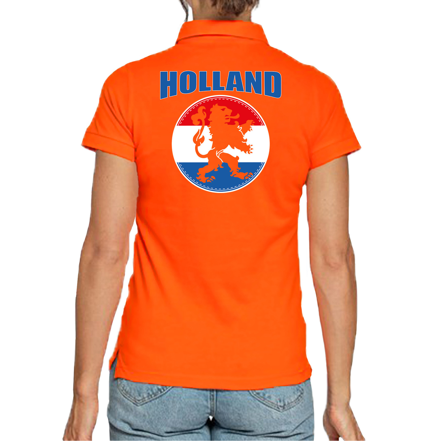 Holland met oranje leeuw oranje poloshirt Holland - Nederland supporter EK/ WK voor dames