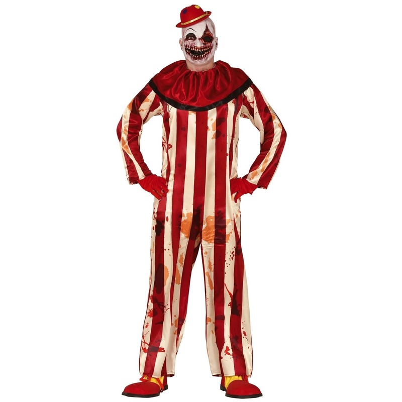 Horror clown Billy verkleed kostuum rood/wit voor heren