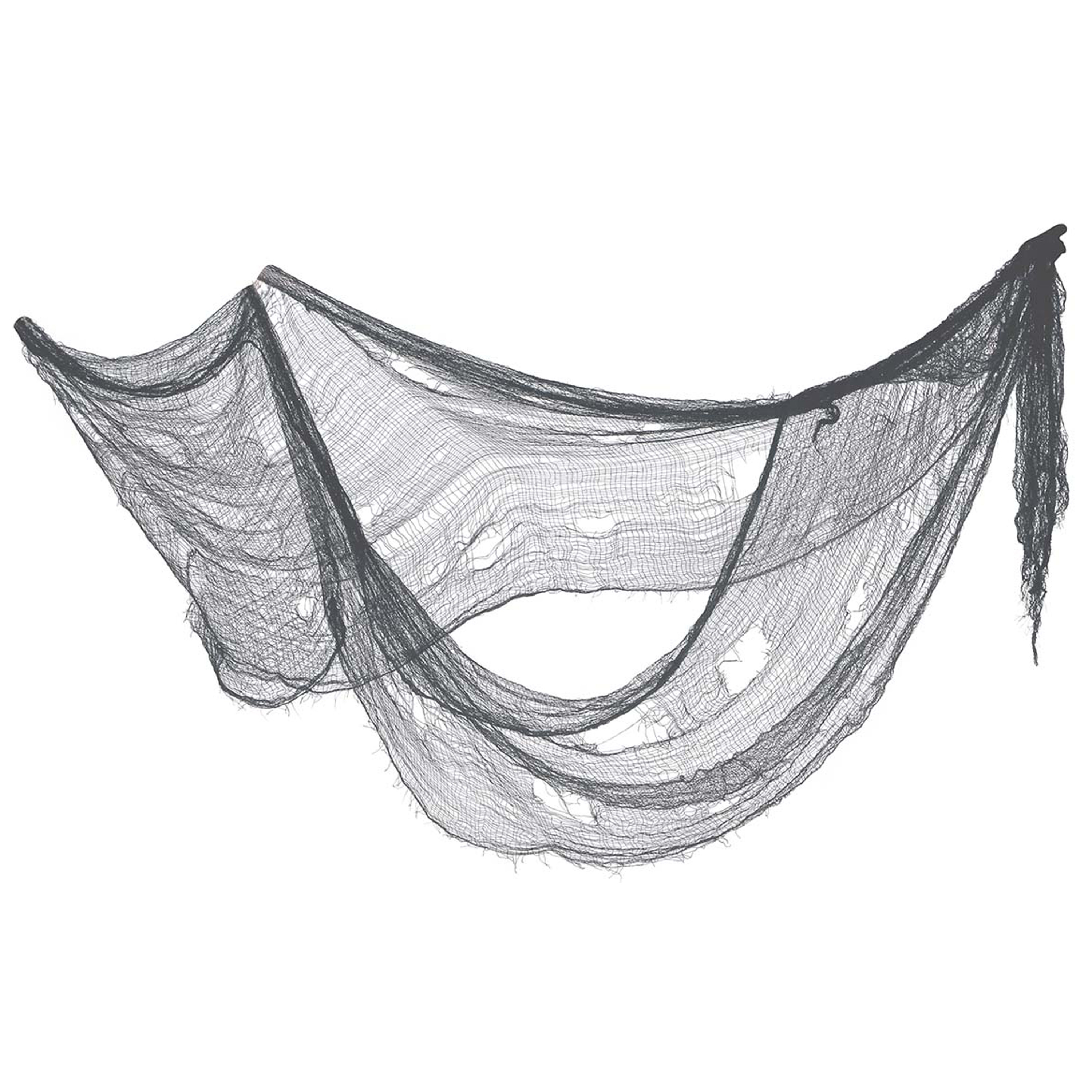 Horror-halloween deco wand-muur-plafond gordijn stof grijs 76 x 228 cm griezel uitstraling