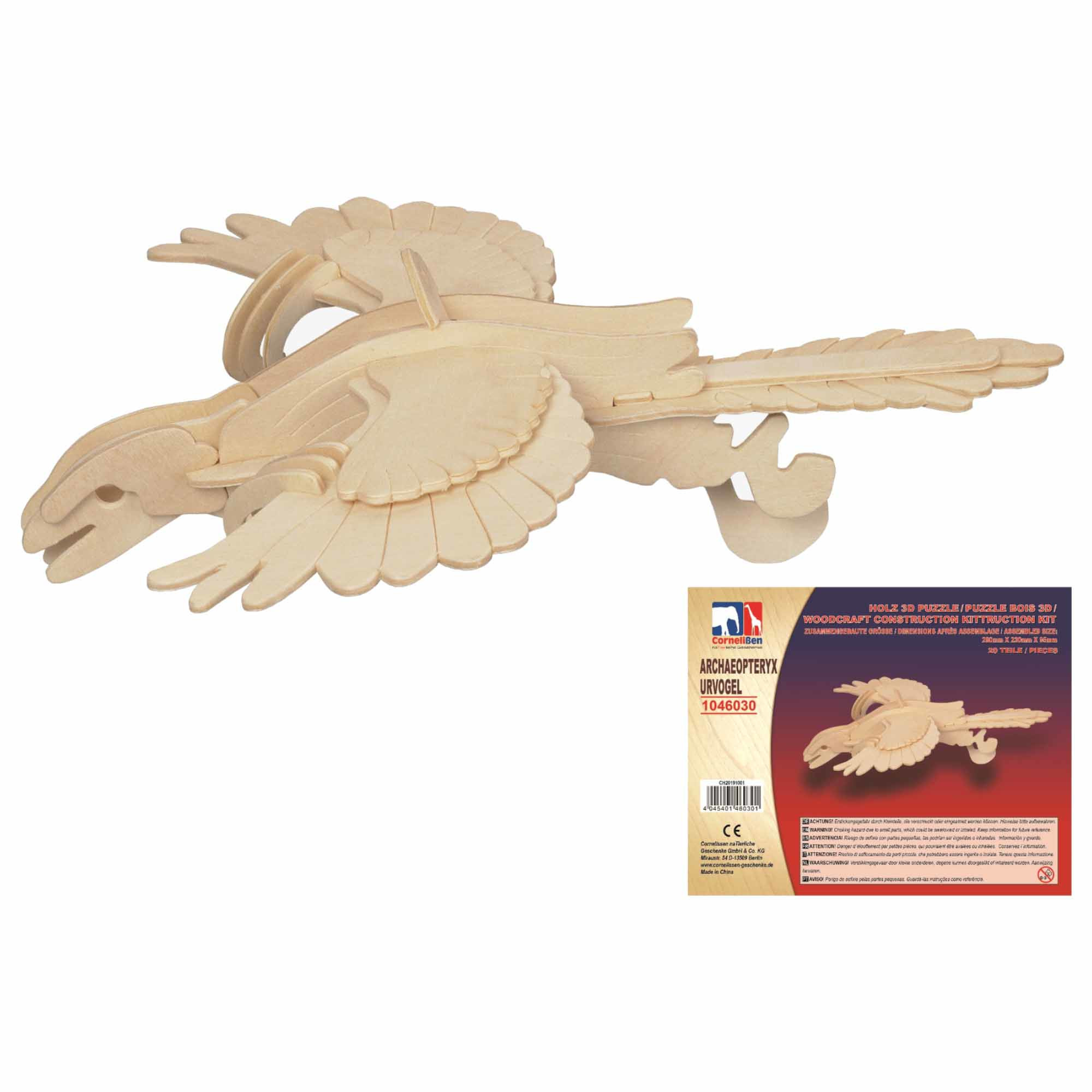 Houten 3D puzzel Archaeopteryx dinosaurus 28 cm