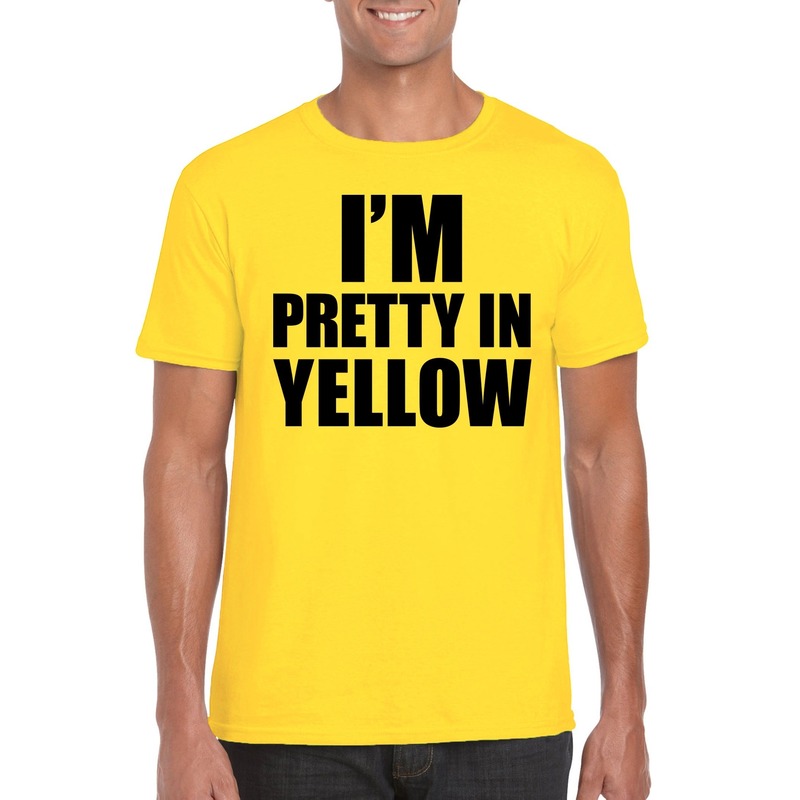 I am pretty in yellow tekst t-shirt geel heren