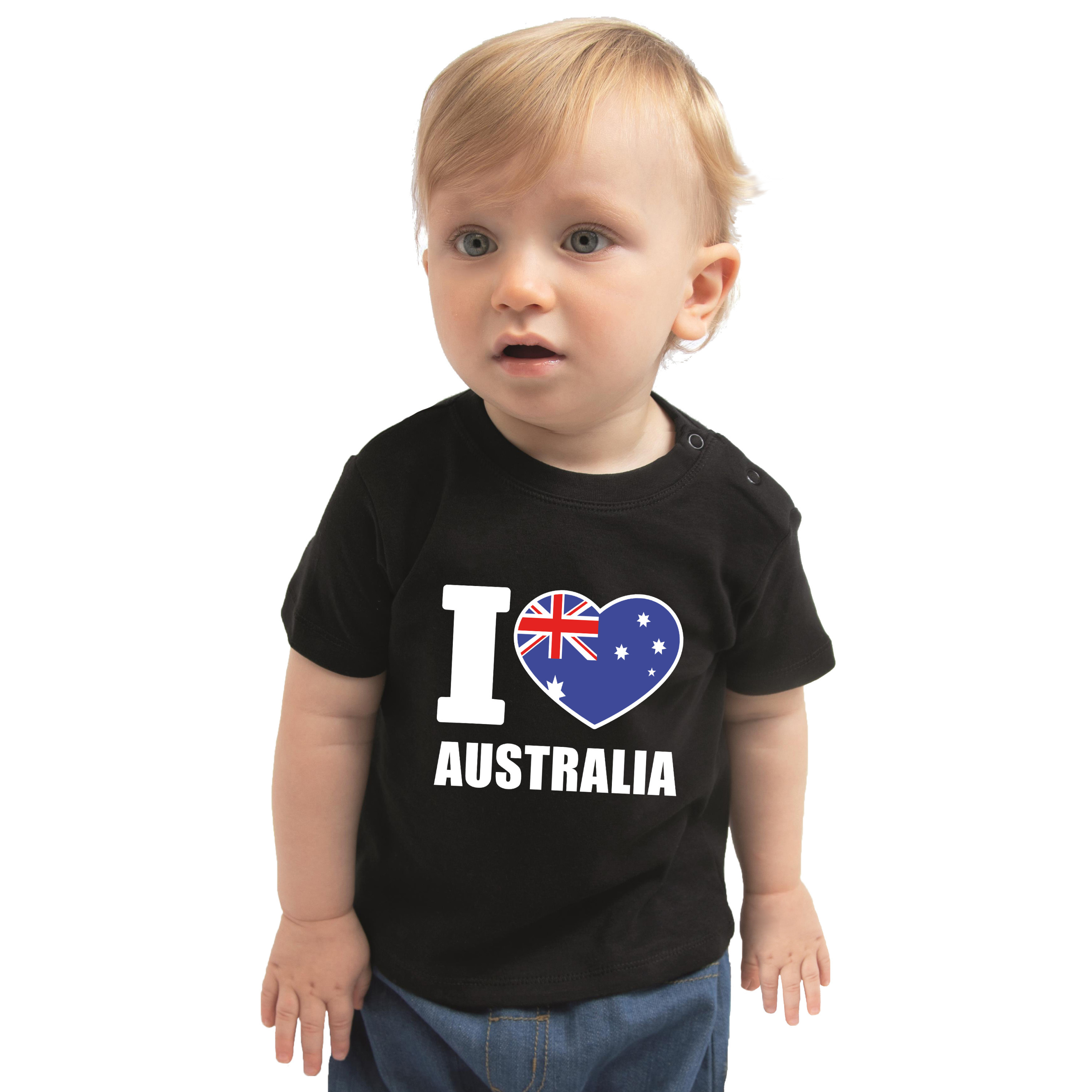 I love Australia t-shirt Australie zwart voor babys