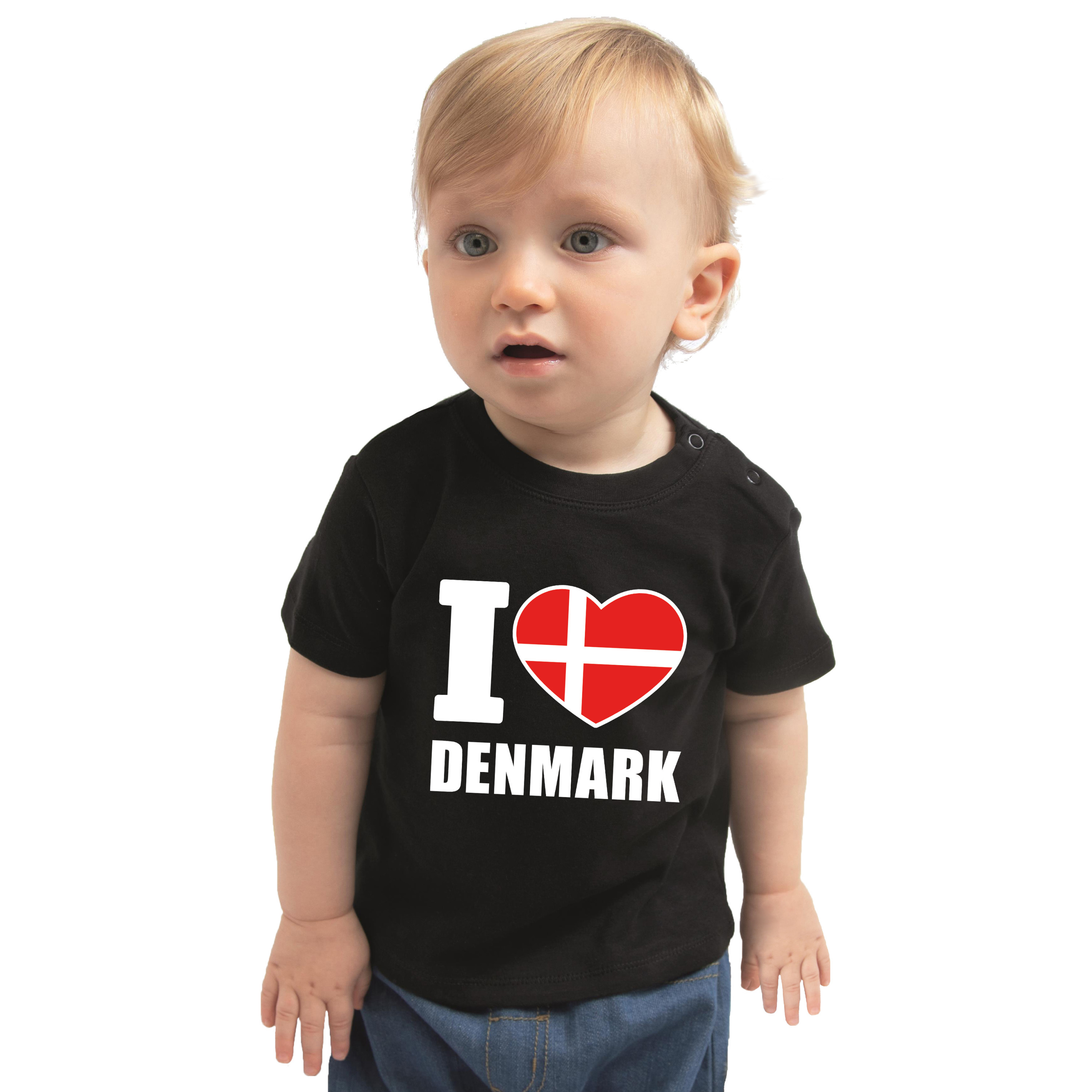 I love Denmark t-shirt Denemarken zwart voor babys