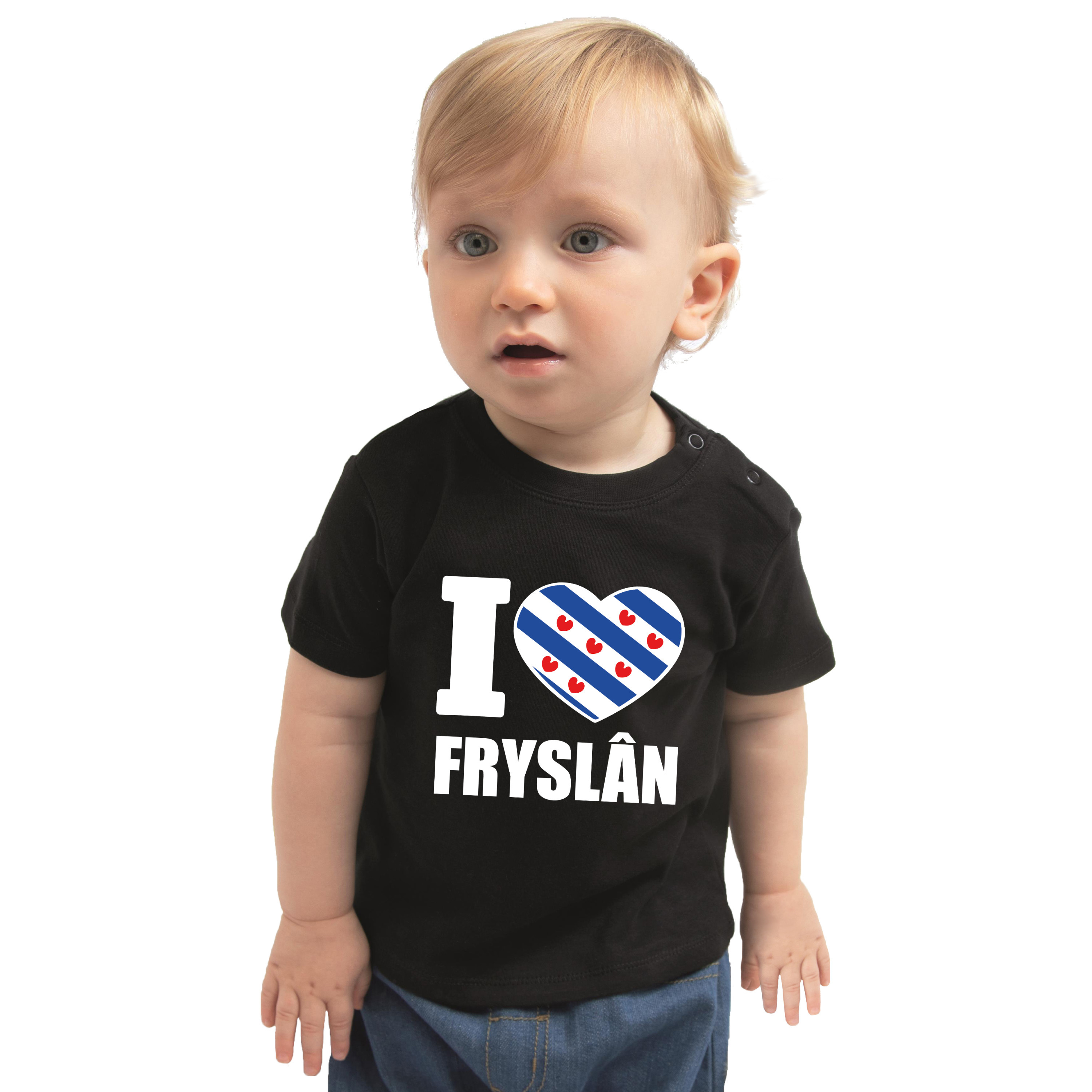 I love Fryslan t-shirt Friesland zwart voor babys