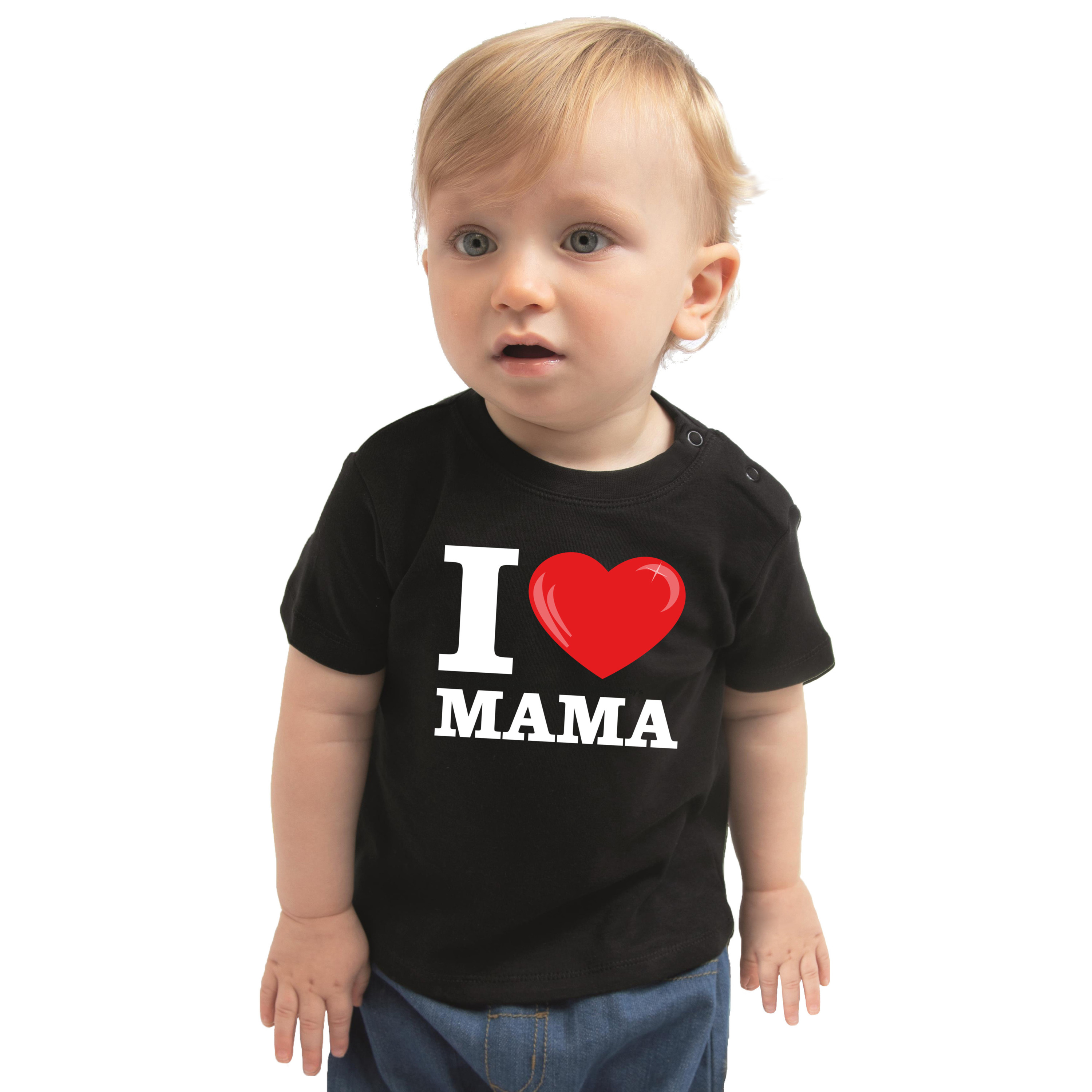 I love mama cadeau t-shirt zwart peuter jongen/meisje