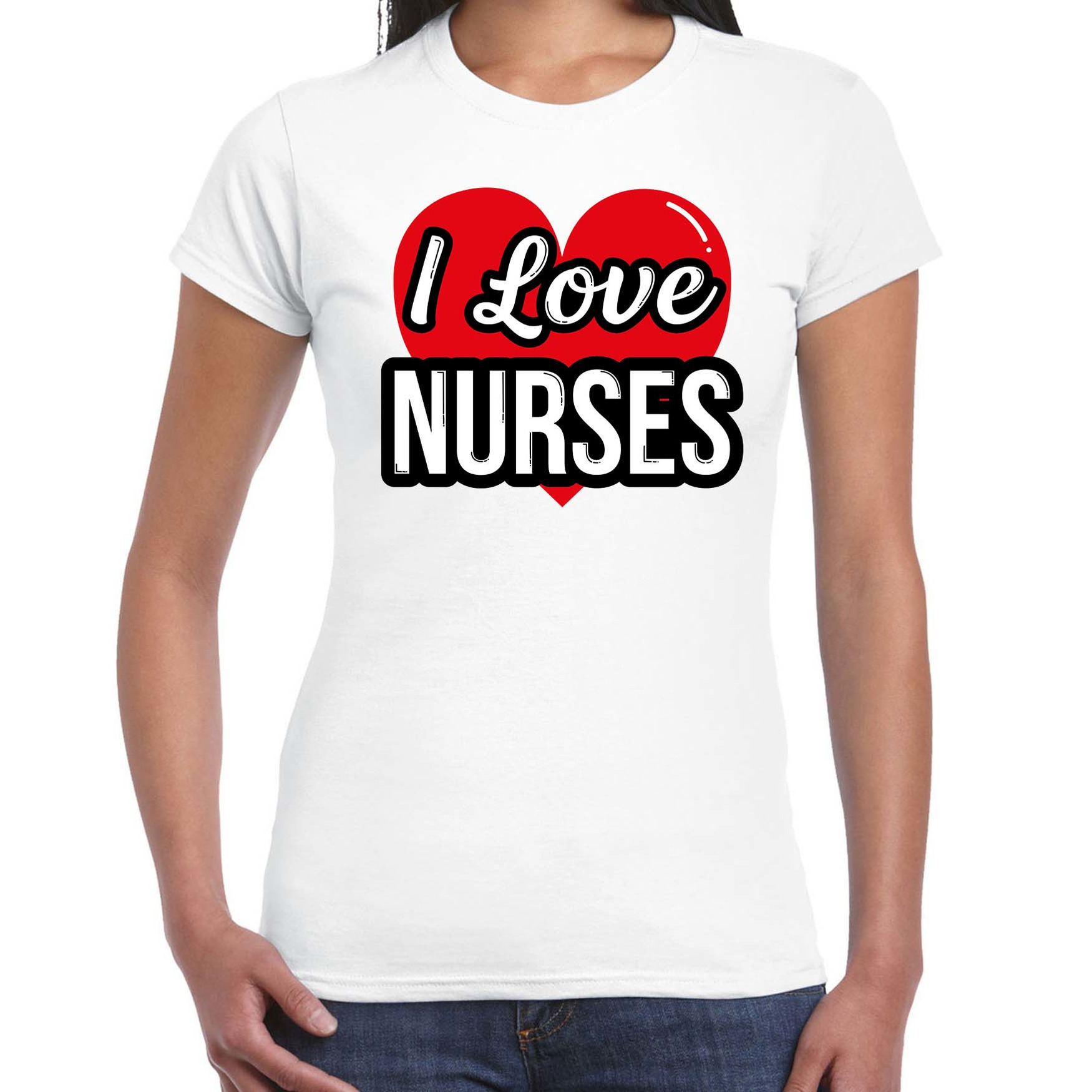 I love nurses - zusters verkleed t-shirt wit voor dames - Outfit verkleed feest