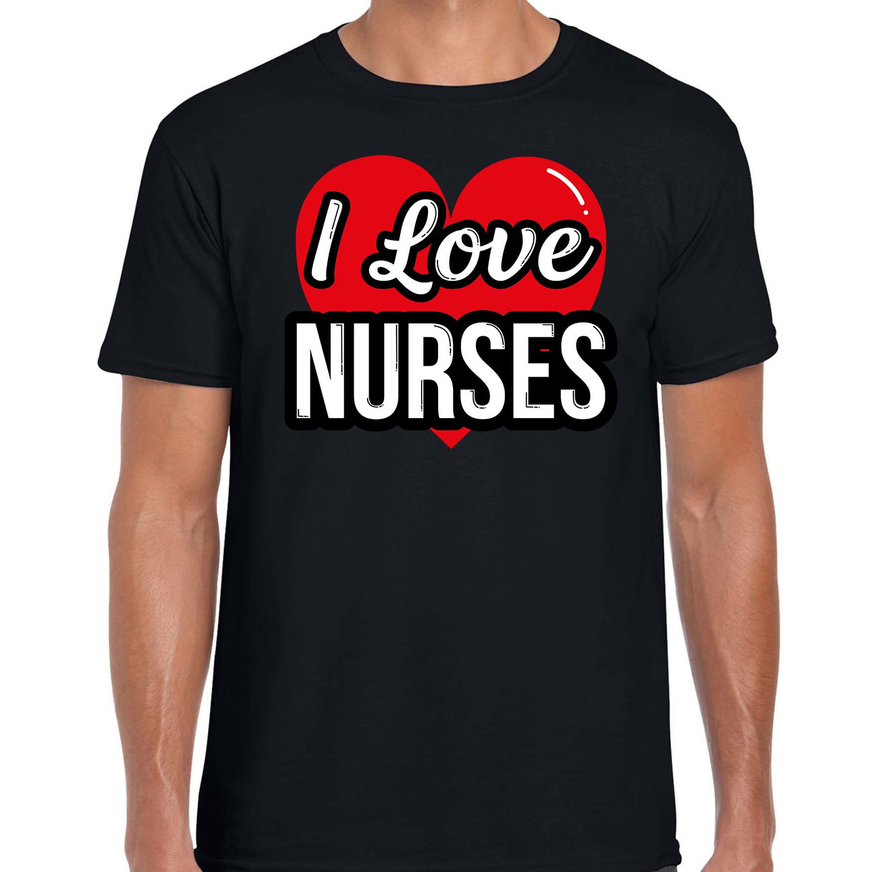 I love nurses - zusters verkleed t-shirt zwart voor heren - Outfit verkleed feest