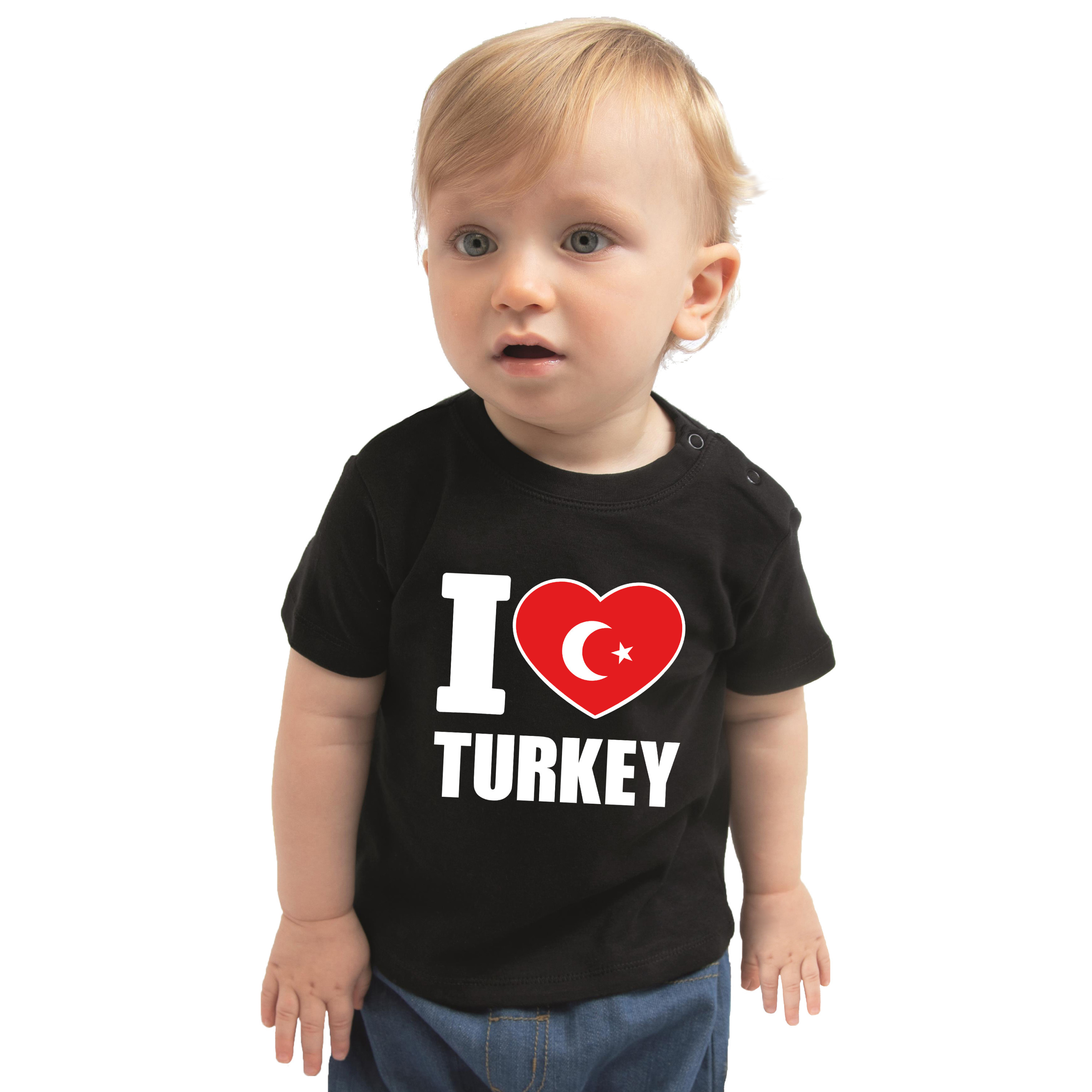 I love Turkey t-shirt Turkije zwart voor babys