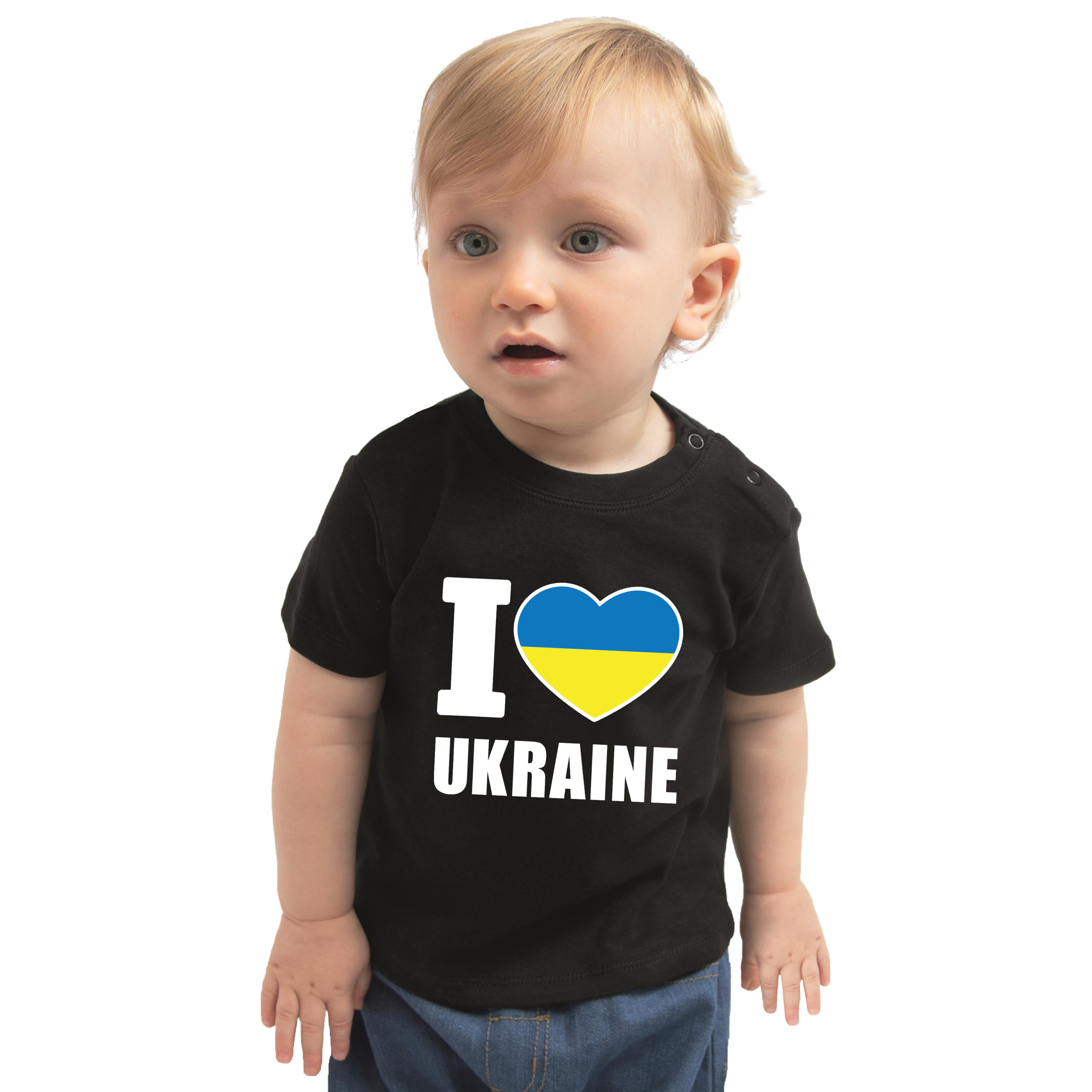 I love Ukraine t-shirt Oekraine zwart voor babys