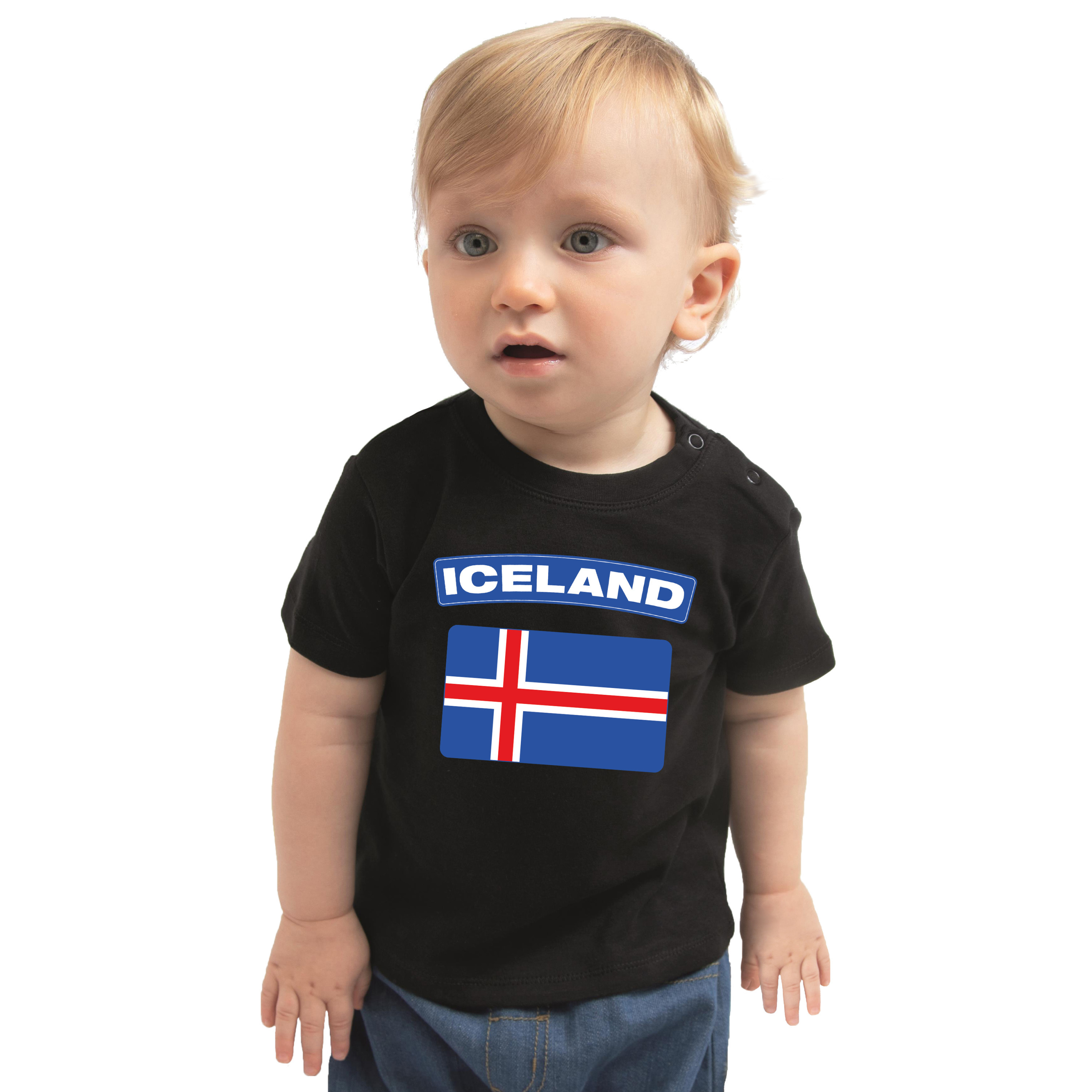 Iceland t-shirt met vlag IJsland zwart voor babys