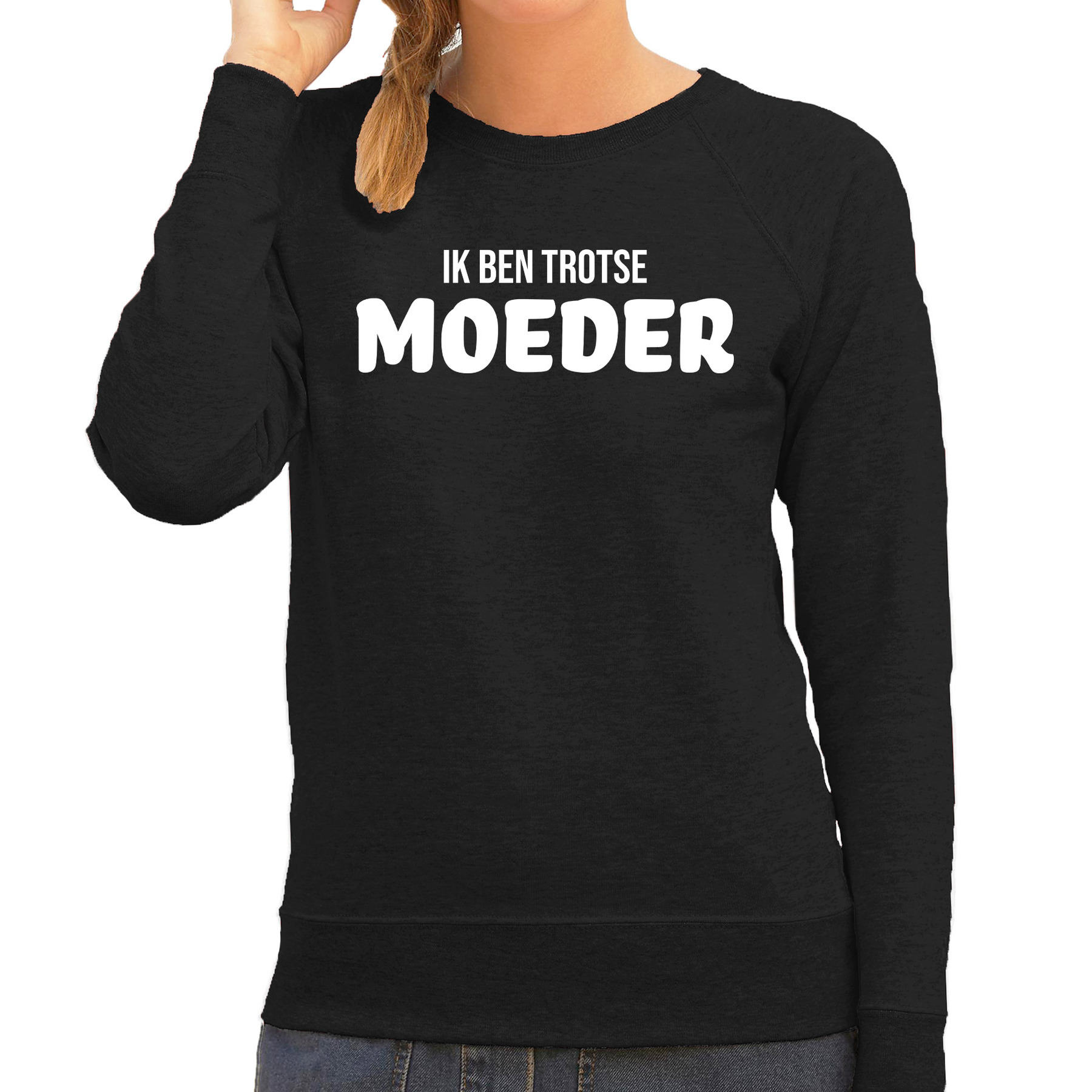 Ik ben trotse moeder sweater-trui zwart voor dames moederdag cadeau truien mama