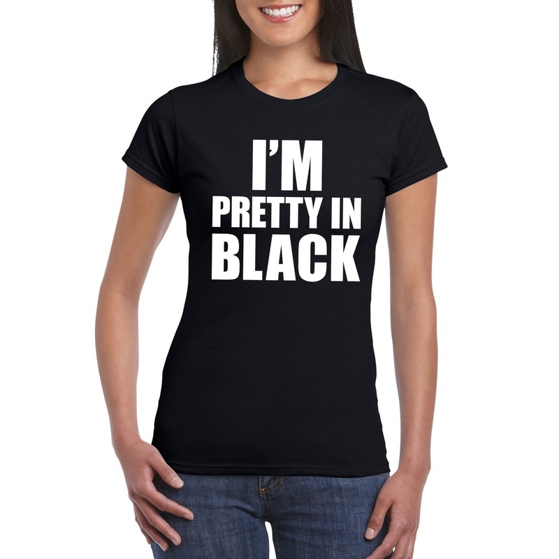 I'm pretty in black t-shirt zwart dames