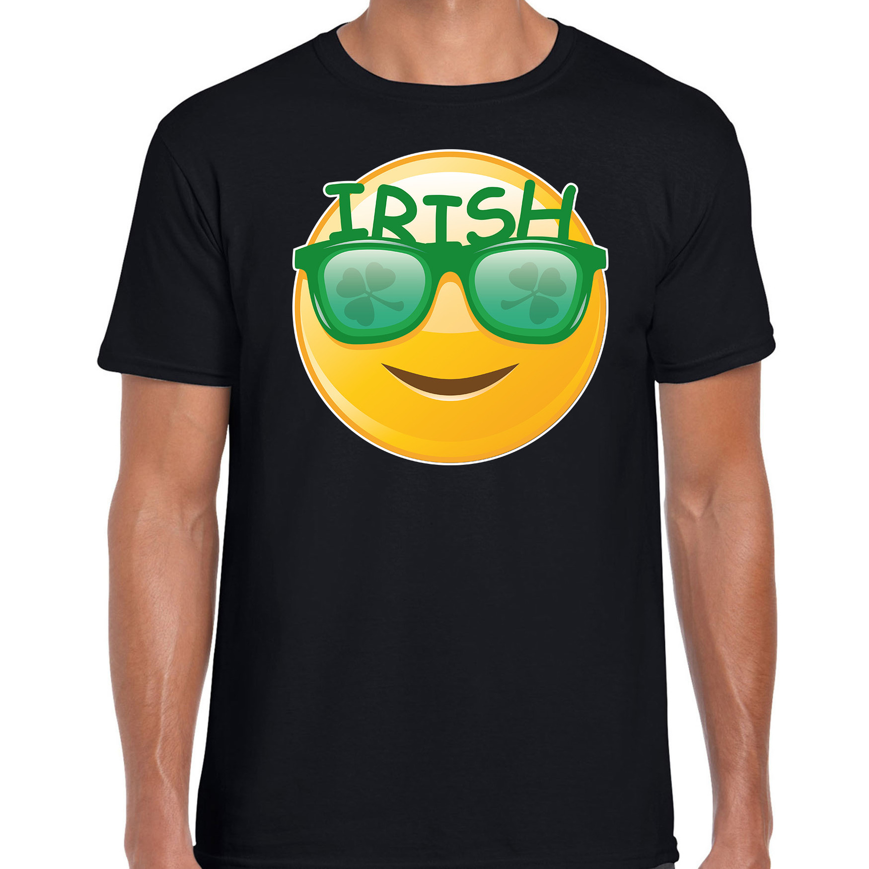 Irish emoticon-St. Patricks day t-shirt-kostuum zwart heren