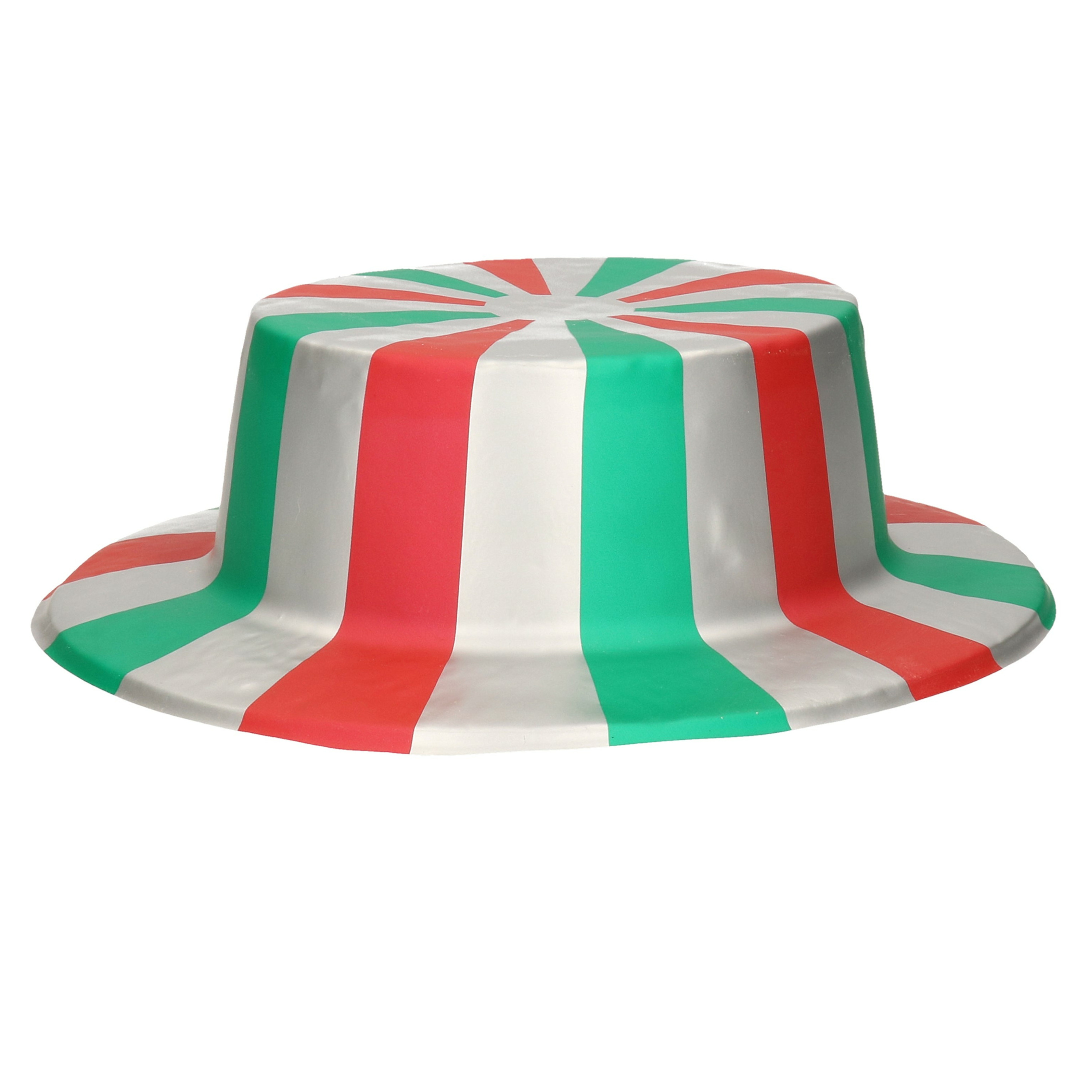 Italiaanse hoed met vlag groen, zilver en rood van plastic