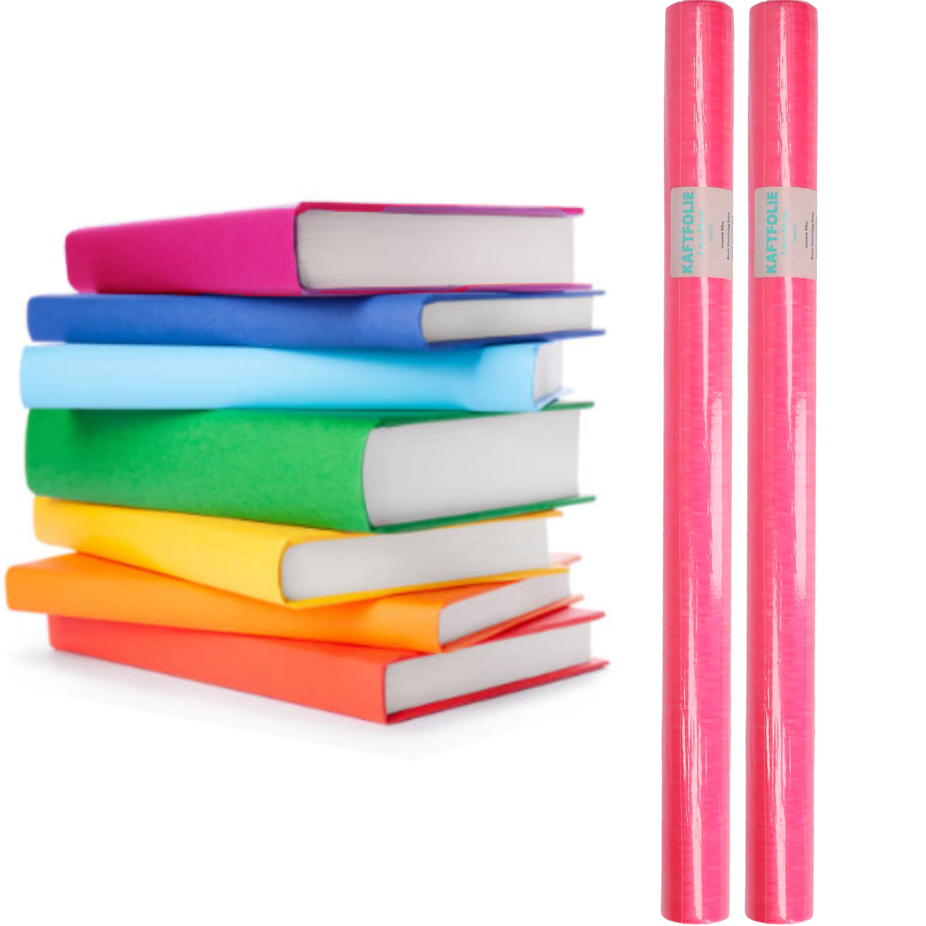 Kaftpapier folie schoolboeken neon roze 6 meter