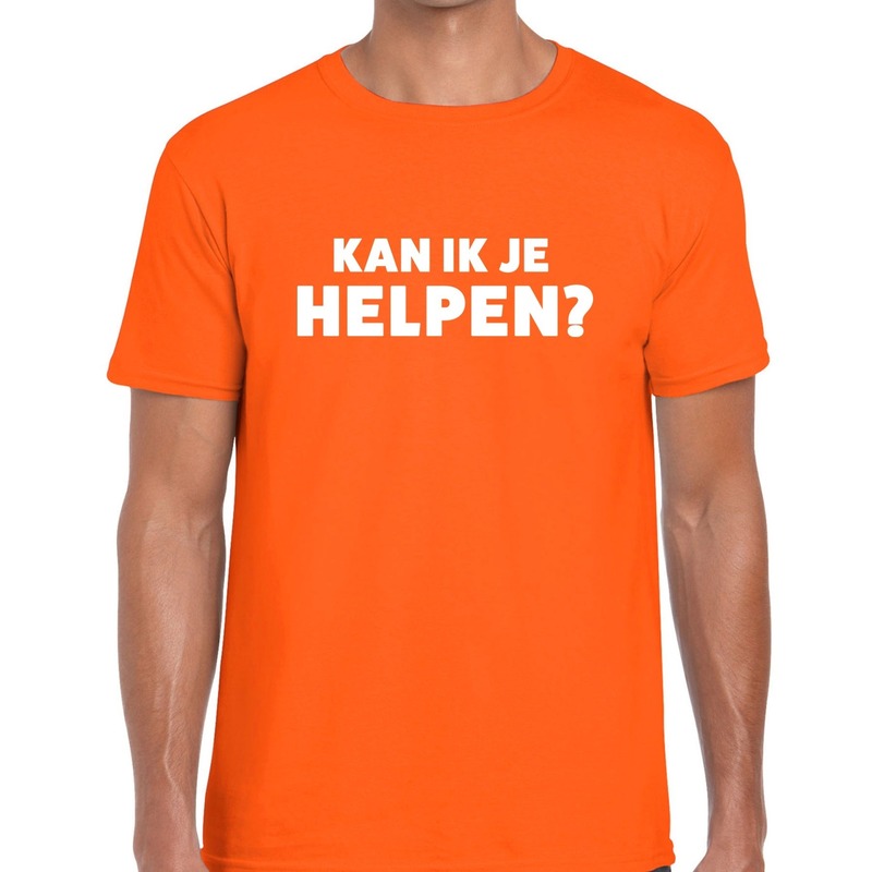 Kan ik je helpen beurs-evenementen t-shirt oranje heren