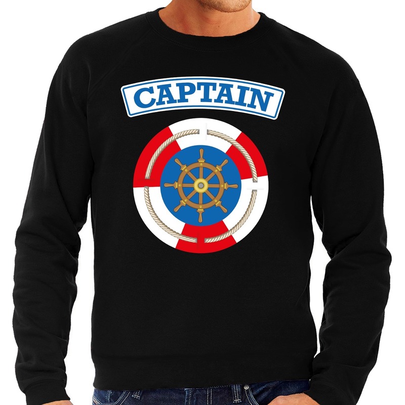 Kapitein-captain verkleed sweater zwart voor heren