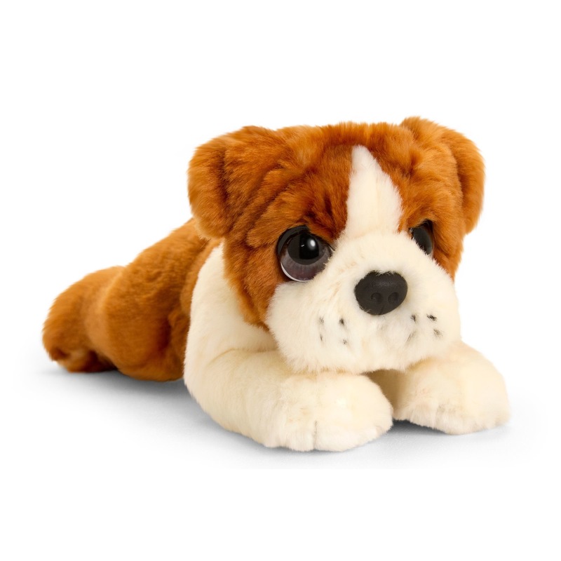 Keel Toys pluche bruin/witte Bulldog honden knuffel 25 cm