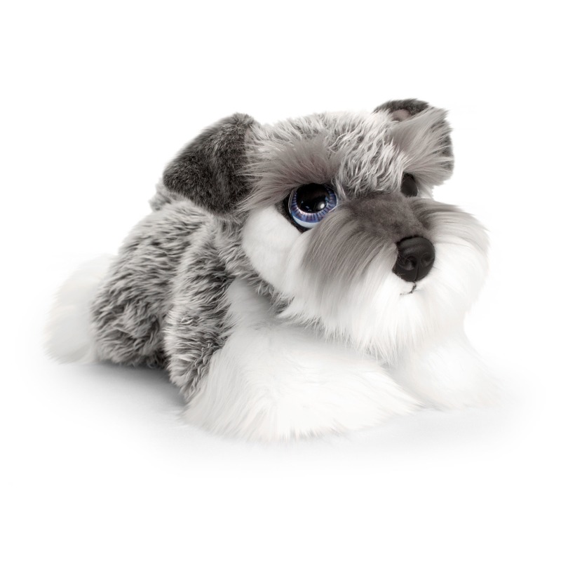 Keel Toys pluche grijs/witte Schnauzer honden knuffel 32 cm