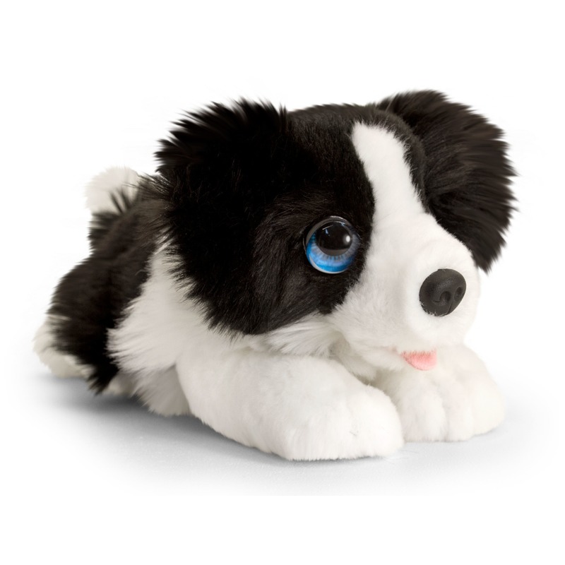 Keel Toys pluche zwart/witte Border collie honden knuffel 25 cm