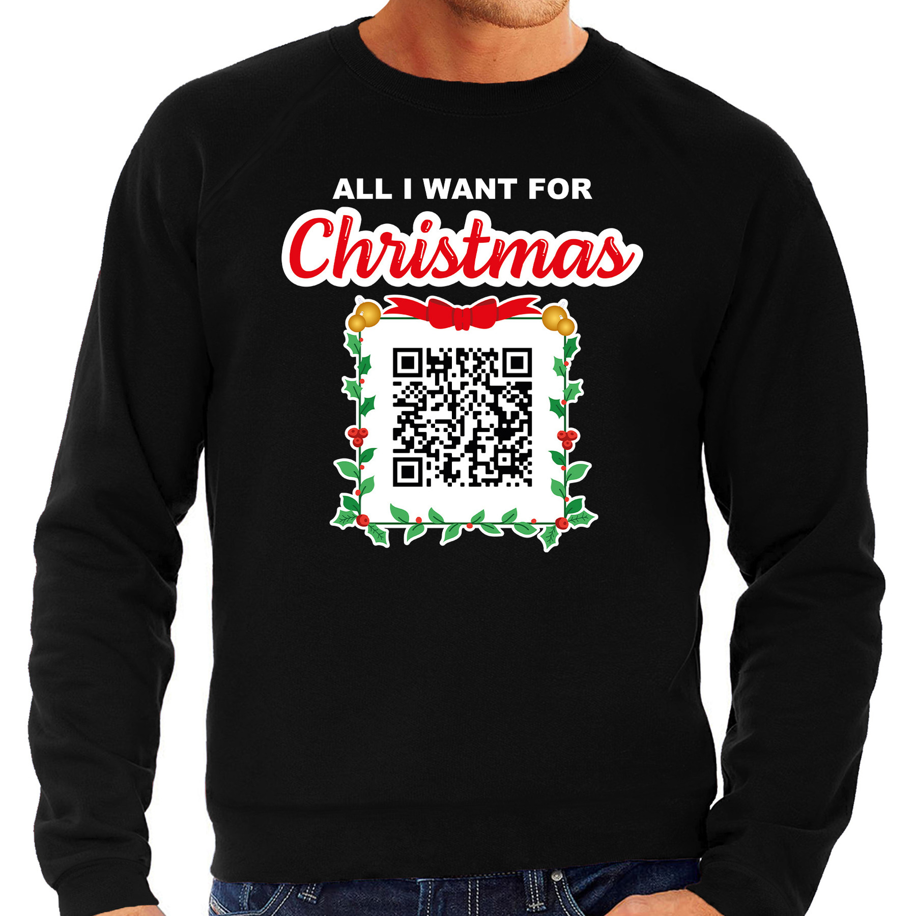 Kerst QR code kersttrui Geen Kut kerst muziek heren zwart - Foute kerstsweater