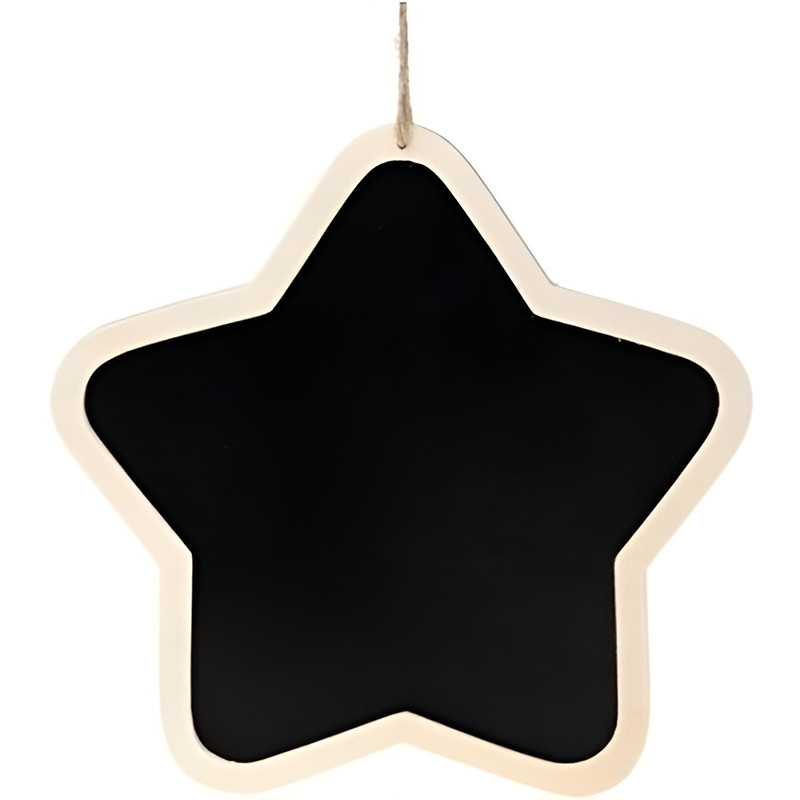 Kersthanger kerstfiguur houten krijtbord ster vorm 22 cm