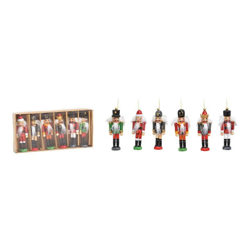 Kersthangers-ornamenten notenkrakers 6x st 9 cm hout