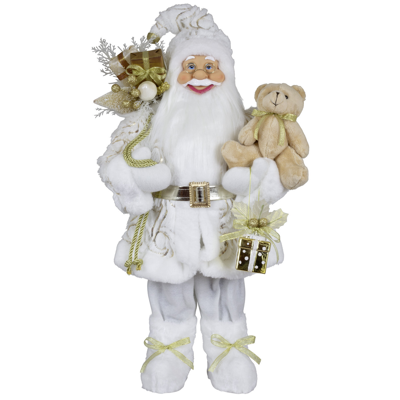 Kerstman pop Victor H60 cm wit staand kerst beeld -decoratie figuur