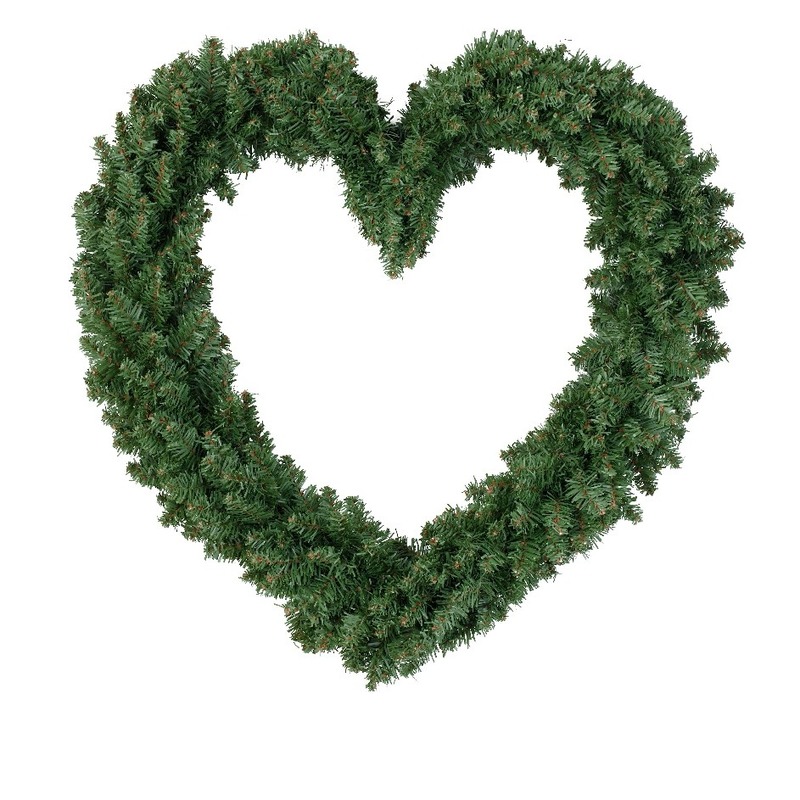 Kerstversiering kerstkrans hart groen 50 cm