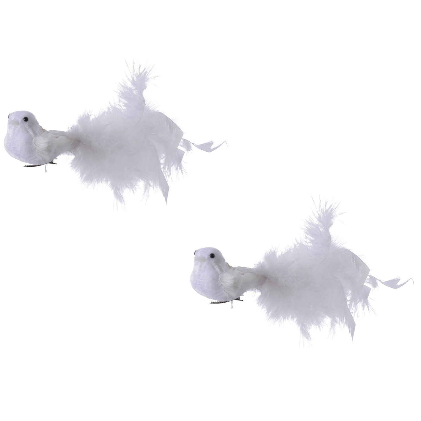 Kerstversiering vogeltjes wit op clip