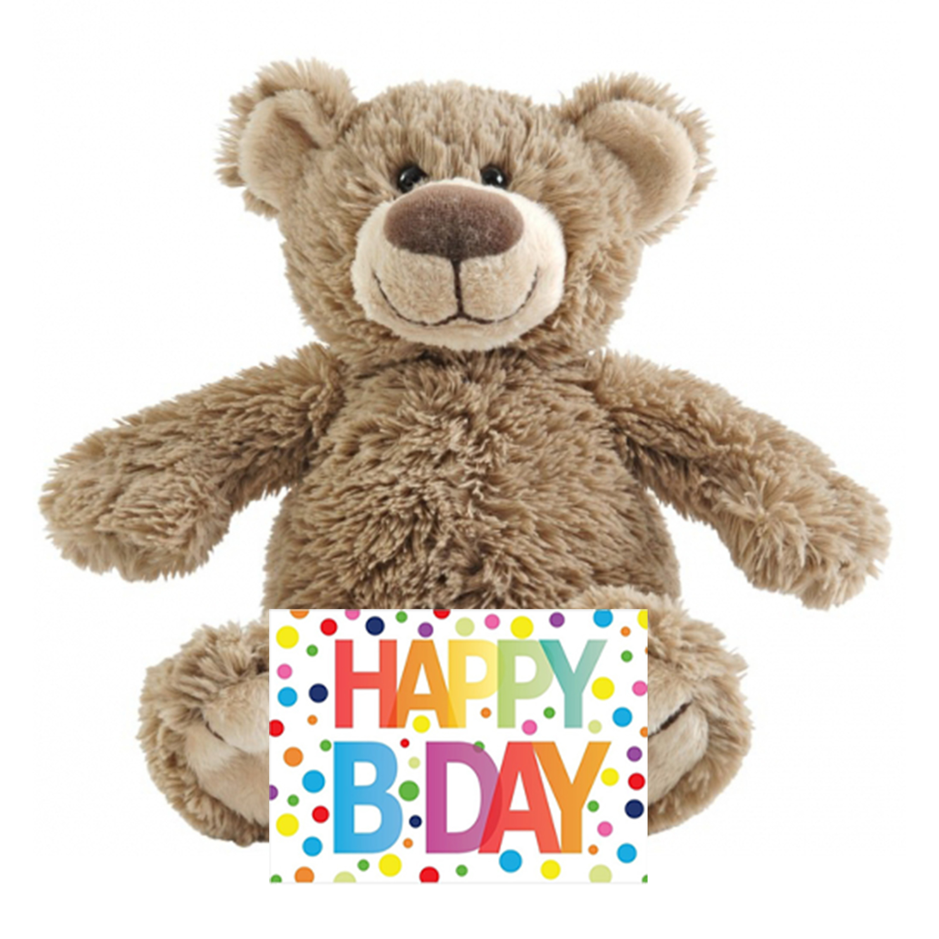 Kinder cadeau knuffelbeer met Happy birthday wenskaart