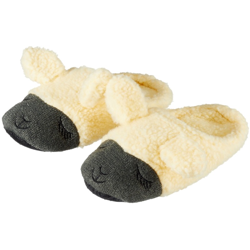 Kinder dieren pantoffels-sloffen lama-alpaca beige slippers