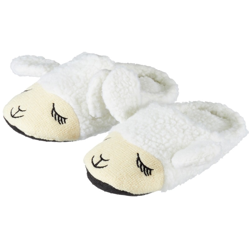 Kinder dieren pantoffels-sloffen lama-alpaca wit slippers
