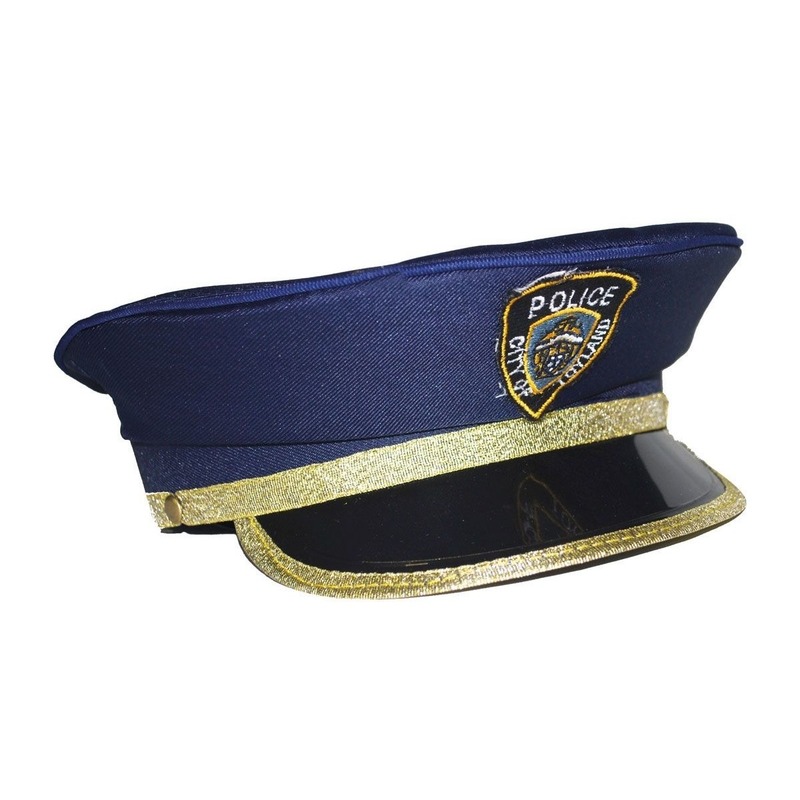 Kinder verkleed politiepet blauw met goud