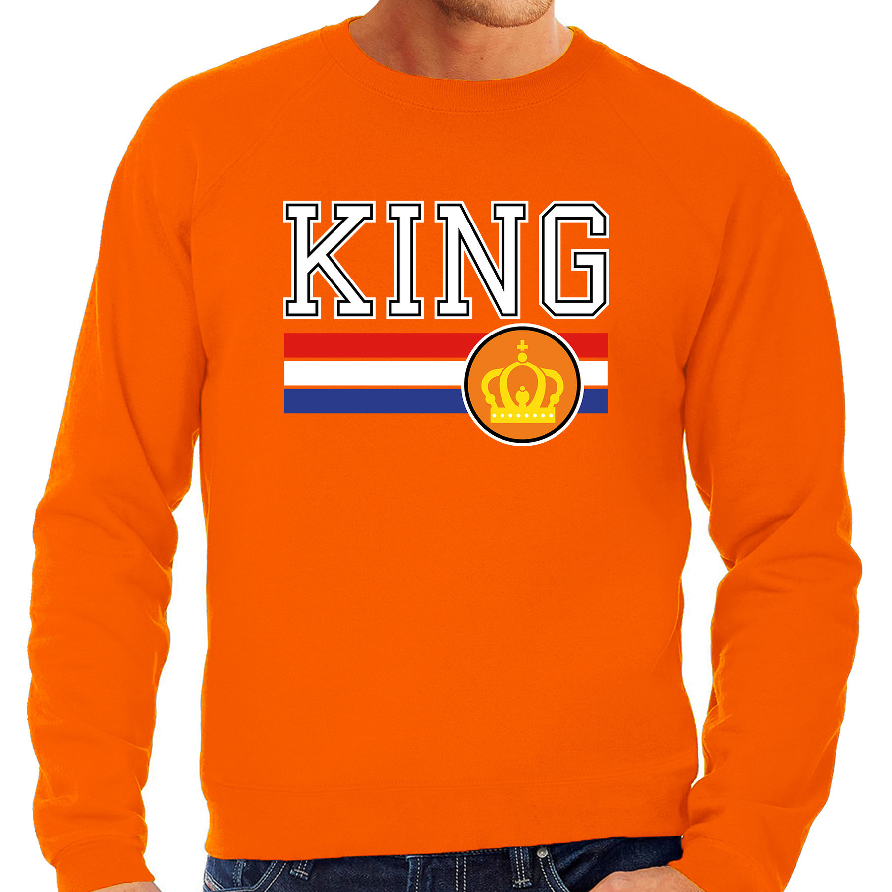 King sweater oranje voor heren Koningsdag truien